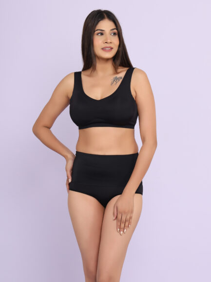 New Women BACK HOOK EYE NON WIRED LIGHT PADDED Bra & Panty Set - Image 2
