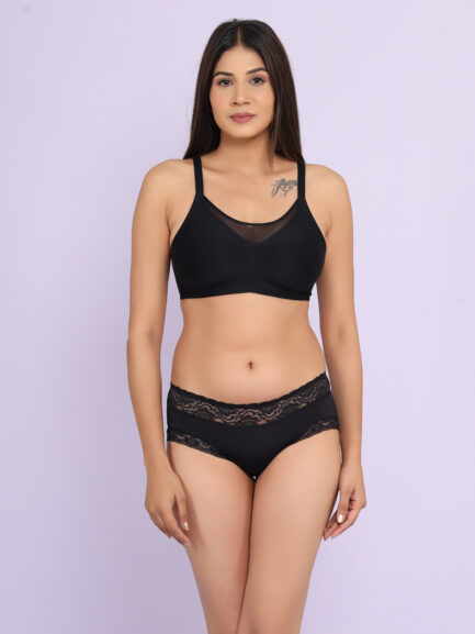 New Women BACK HOOK EYE NON WIRED LIGHT PADDED Bra & Panty Set - Image 2