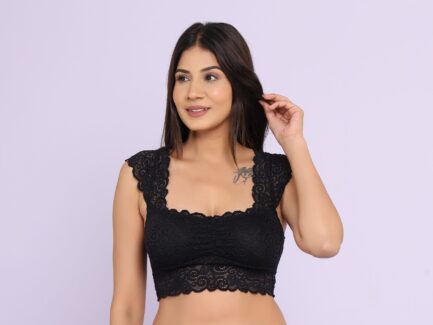 Black T-SHIRT STYLE NON WIRED LIGHT PADDED Top