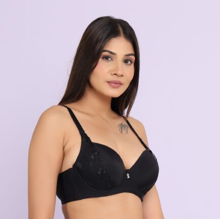 Women New BACK HOOK EYE NON WIRED LIGHT PADDED Bra - Image 4