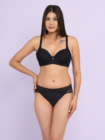 New Women BACK HOOK EYE TOP NON WIRED LIGHT PADDED Bra & Panty Set - Image 3
