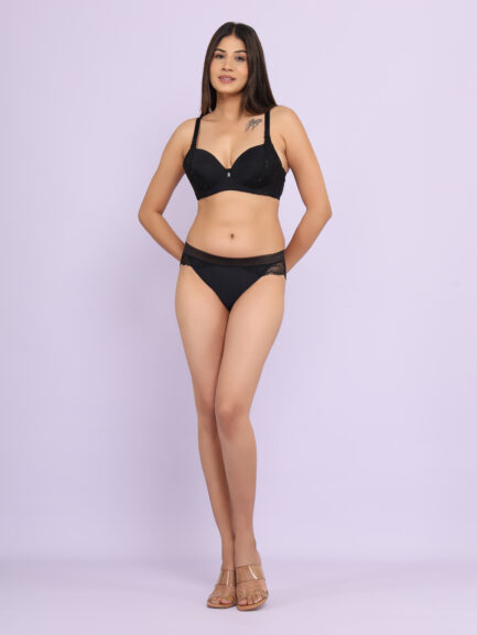 New Women BACK HOOK EYE TOP NON WIRED LIGHT PADDED Bra & Panty Set - Image 4