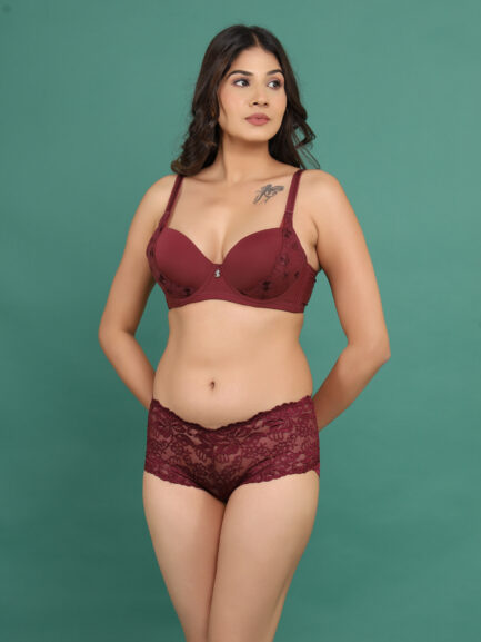New Women BACK SINGLE HOOK WIRED LIGHT PADDED Bra & Panty Set