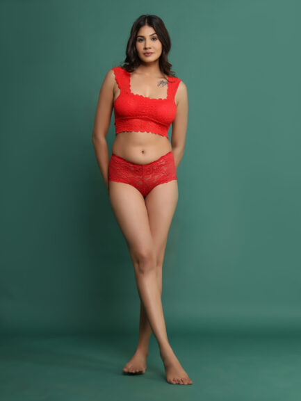 Red T-SHIRT STYLE NON WIRED LIGHT PADDED Top - Image 2