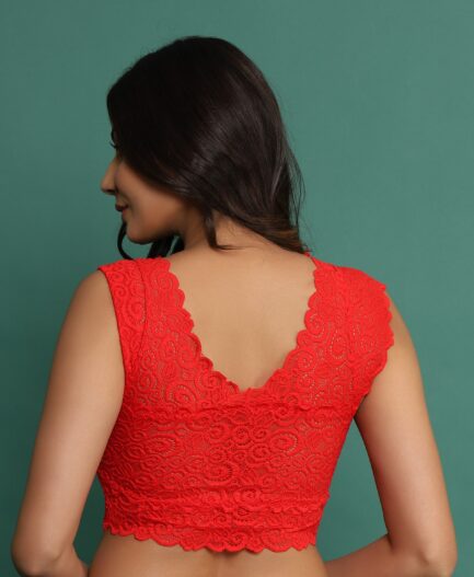 Red T-SHIRT STYLE NON WIRED LIGHT PADDED Top - Image 4