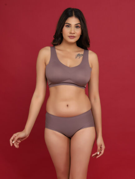 New Women BACK HOOK EYE NON WIRED LIGHT PADDED Bra & Panty Set - Image 5